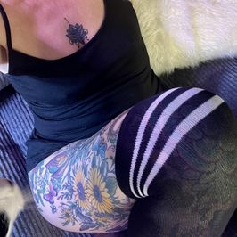 Used Black and White Thigh High Socks