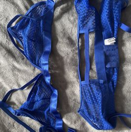 Blue garter and bra