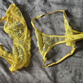 Sheer yellow panty set