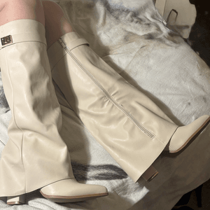 sexy cream leather boots