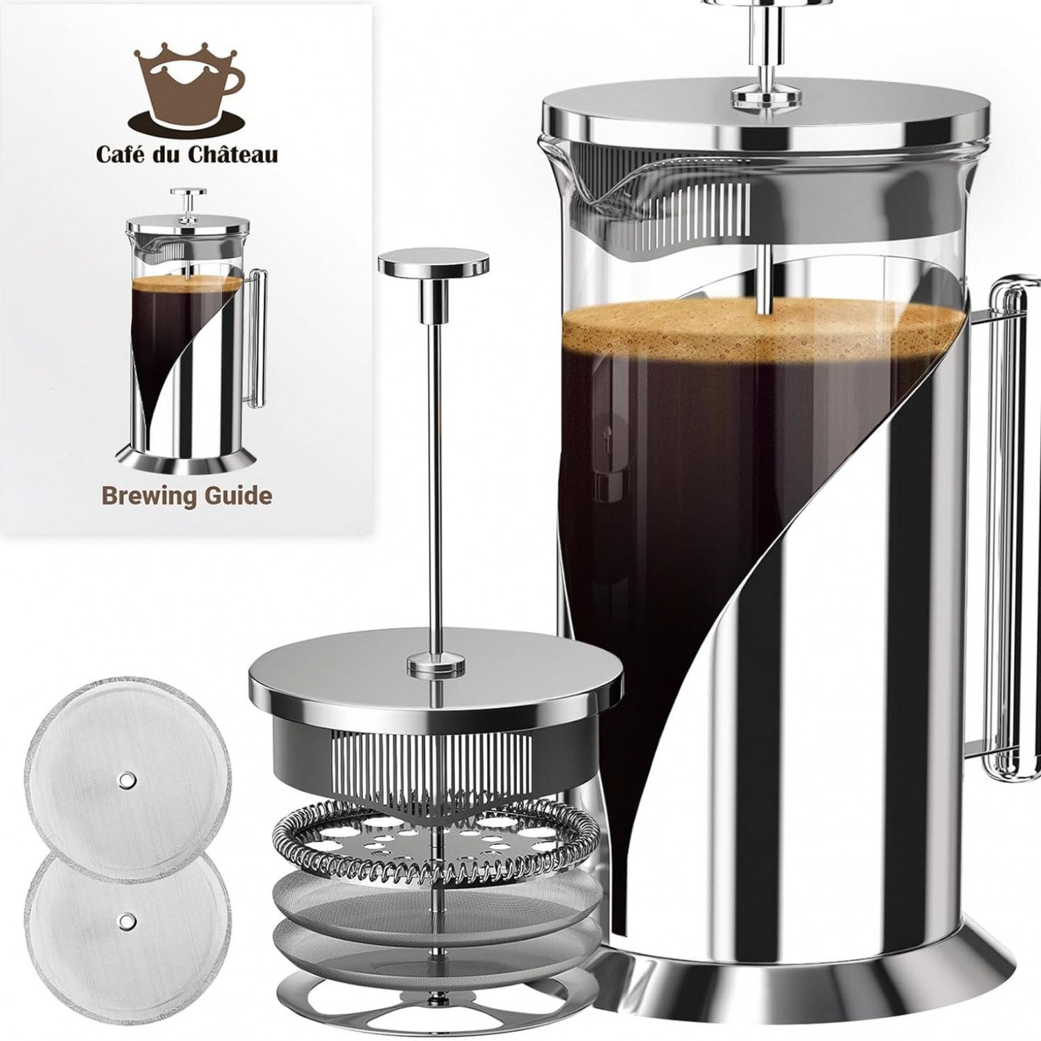 304 french press in inox steel and heat resistant glass