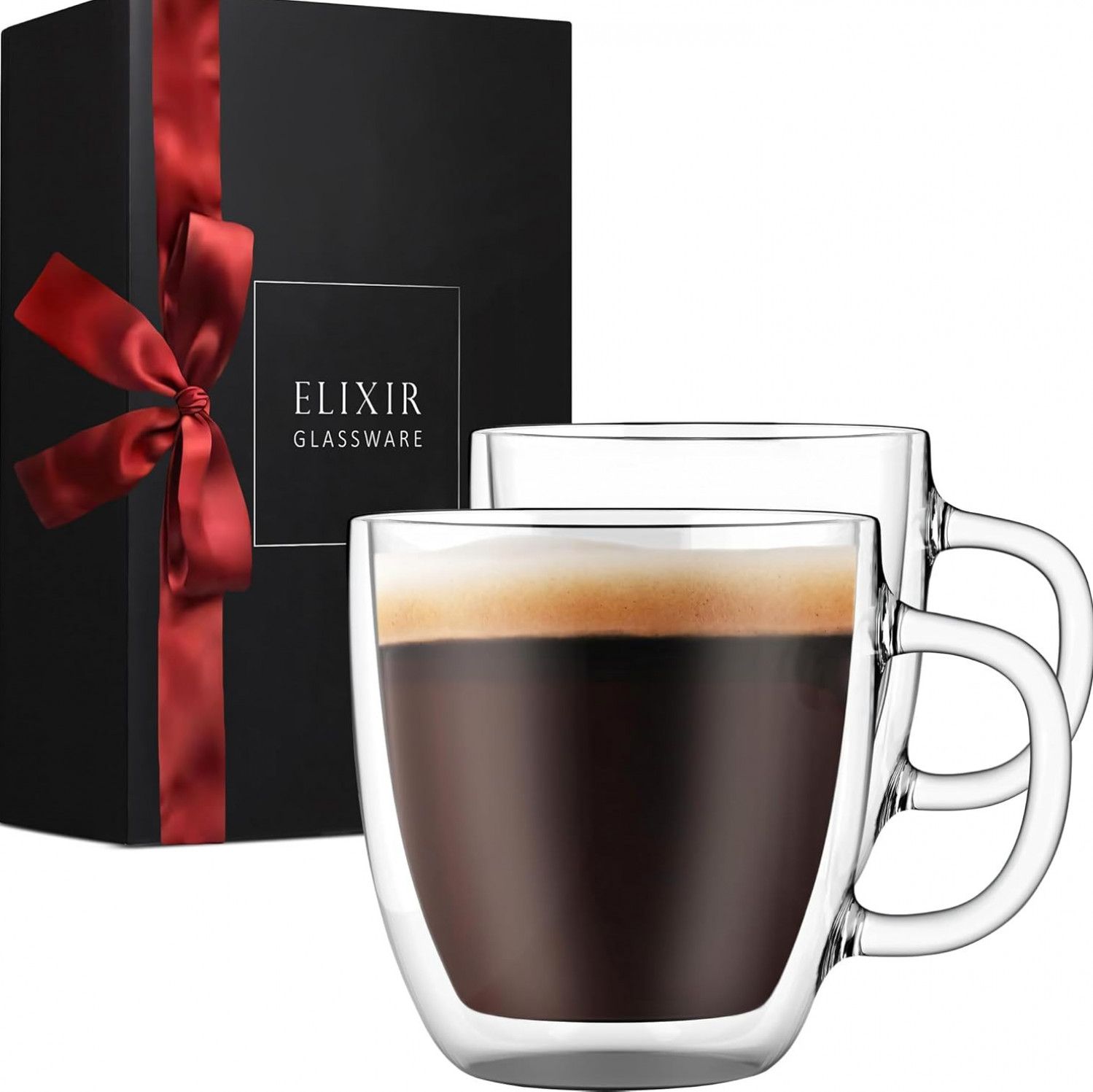 set of 2 borosilicate coffee glasses capsule type