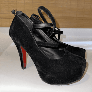 Black suede heels