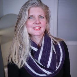 Purple and White Striped Infinity Scarf