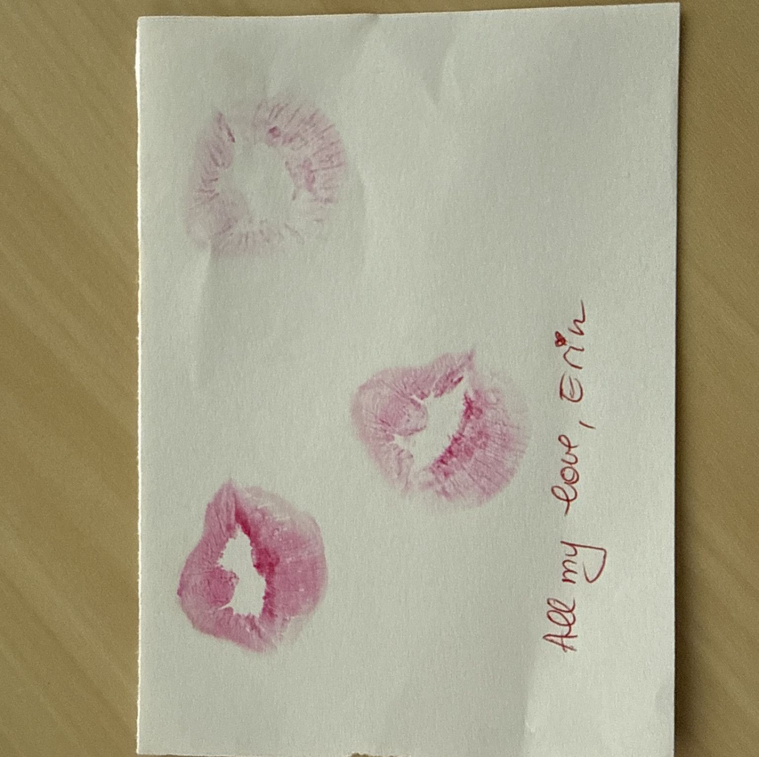 Custom printed note and kisses