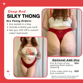 Deep Red Silky Thong Panties