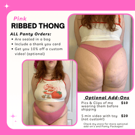 Pink Ribbed Thong