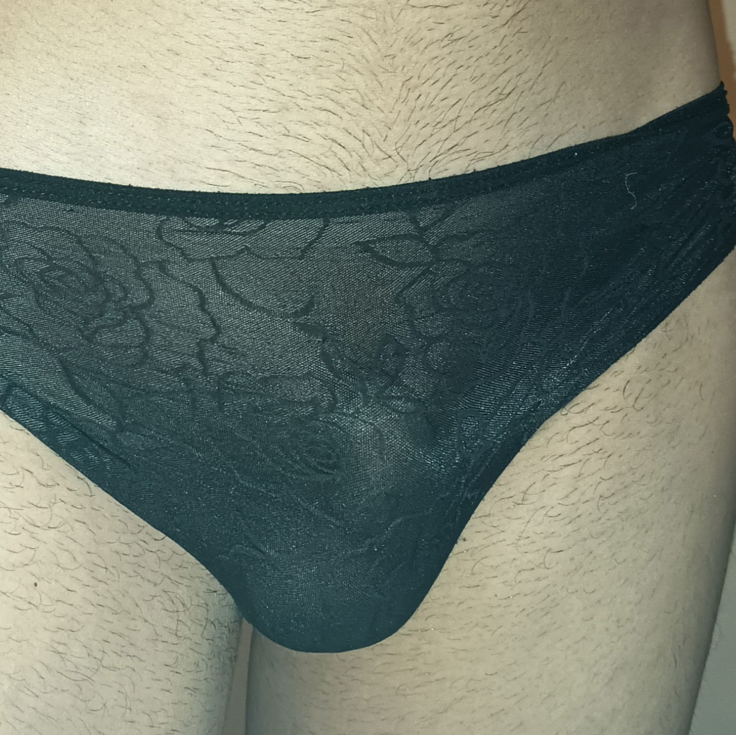 Black panties rose pattern