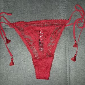 Red lacy thong