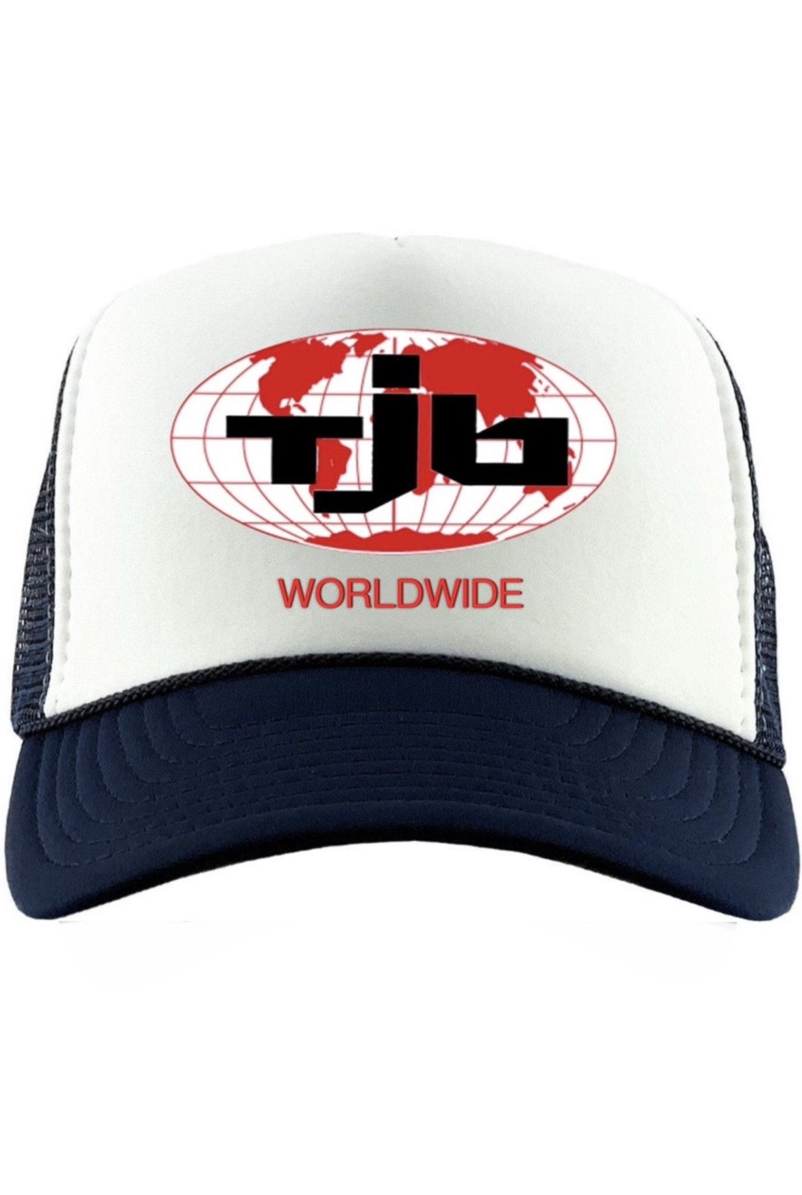 TJB worldwide logo trucker hat NAVY