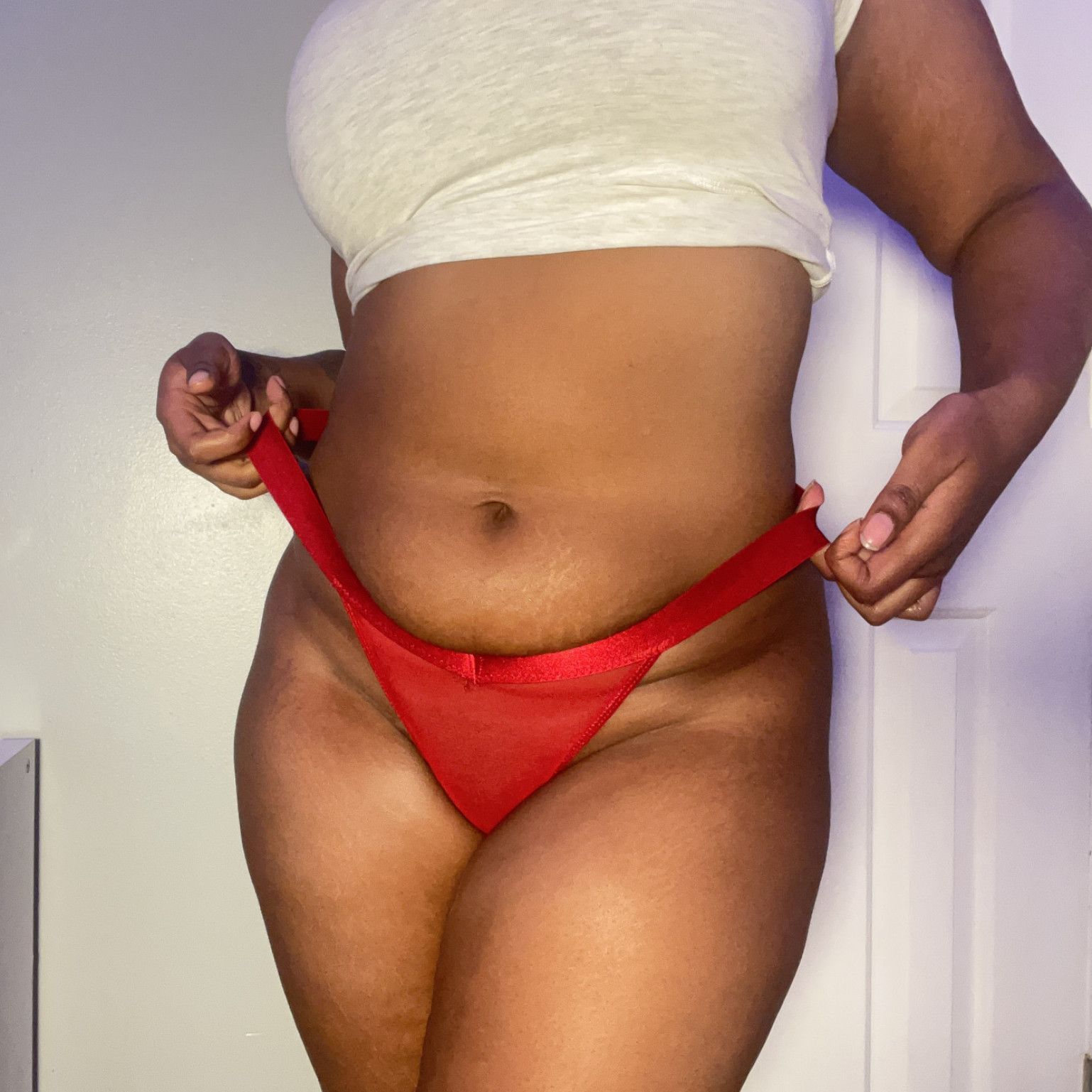 Red Mesh Thong with Satin trim