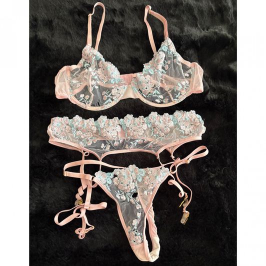 Light Pink and Light Blue Lingerie Set