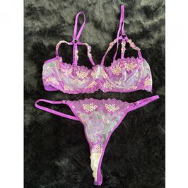 Purple Floral Bra and Panty Set