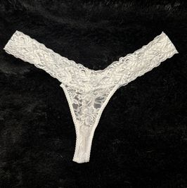 Lacy White Thong