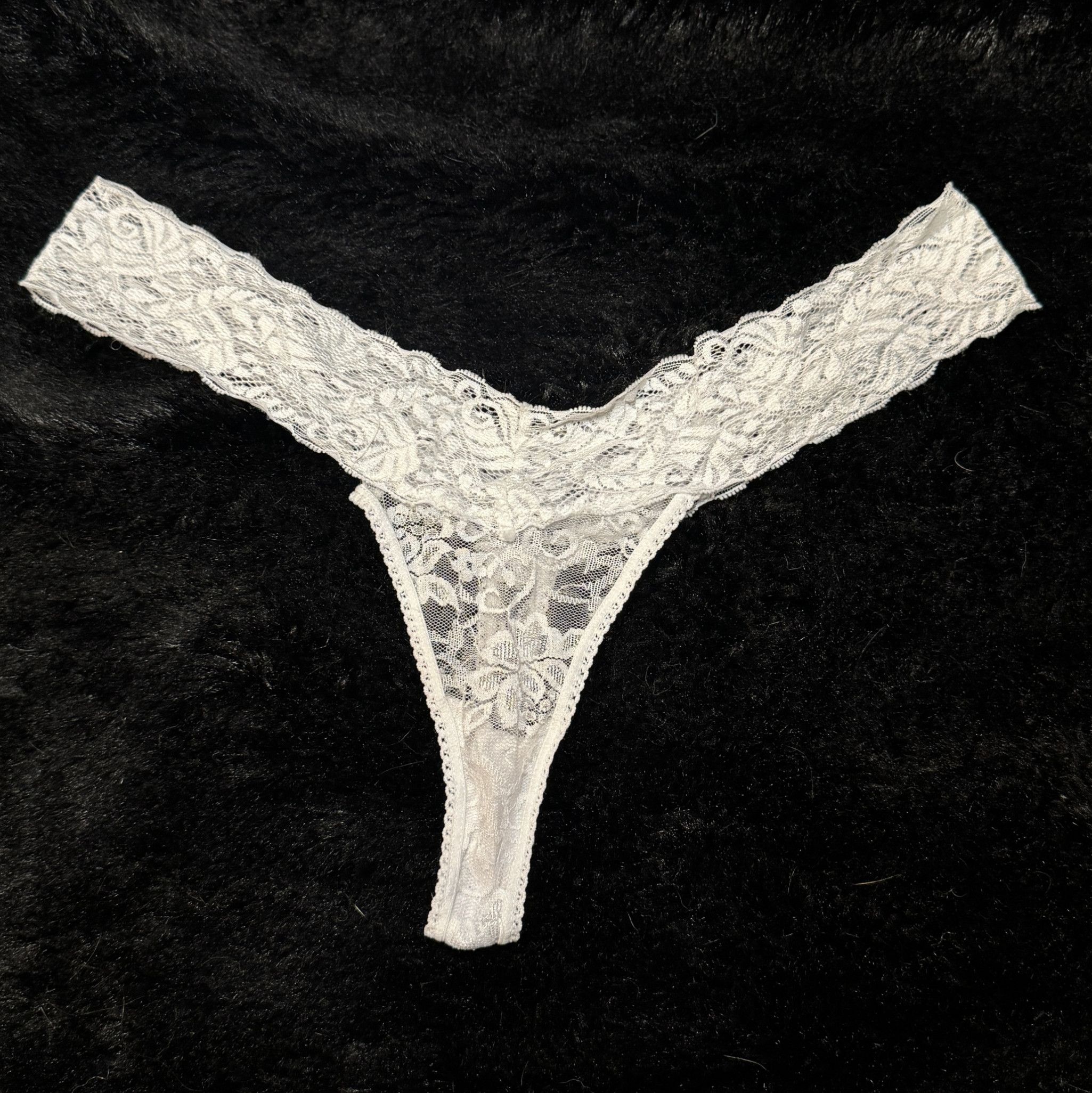 Lacy White Thong