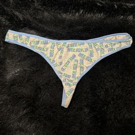 Gray and Blue Graphic Thong