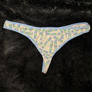 Gray and Blue Graphic Thong