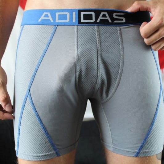 Grey and Blue Adidas compression shorts