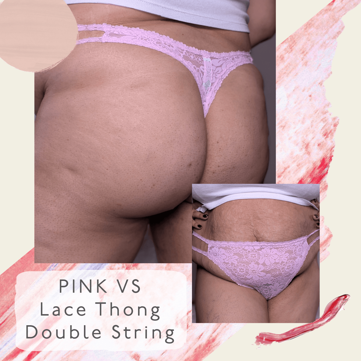 Pink VS Lace Thong Double String XL