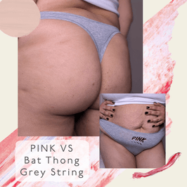 Pink VS Bat Thong Grey String XL