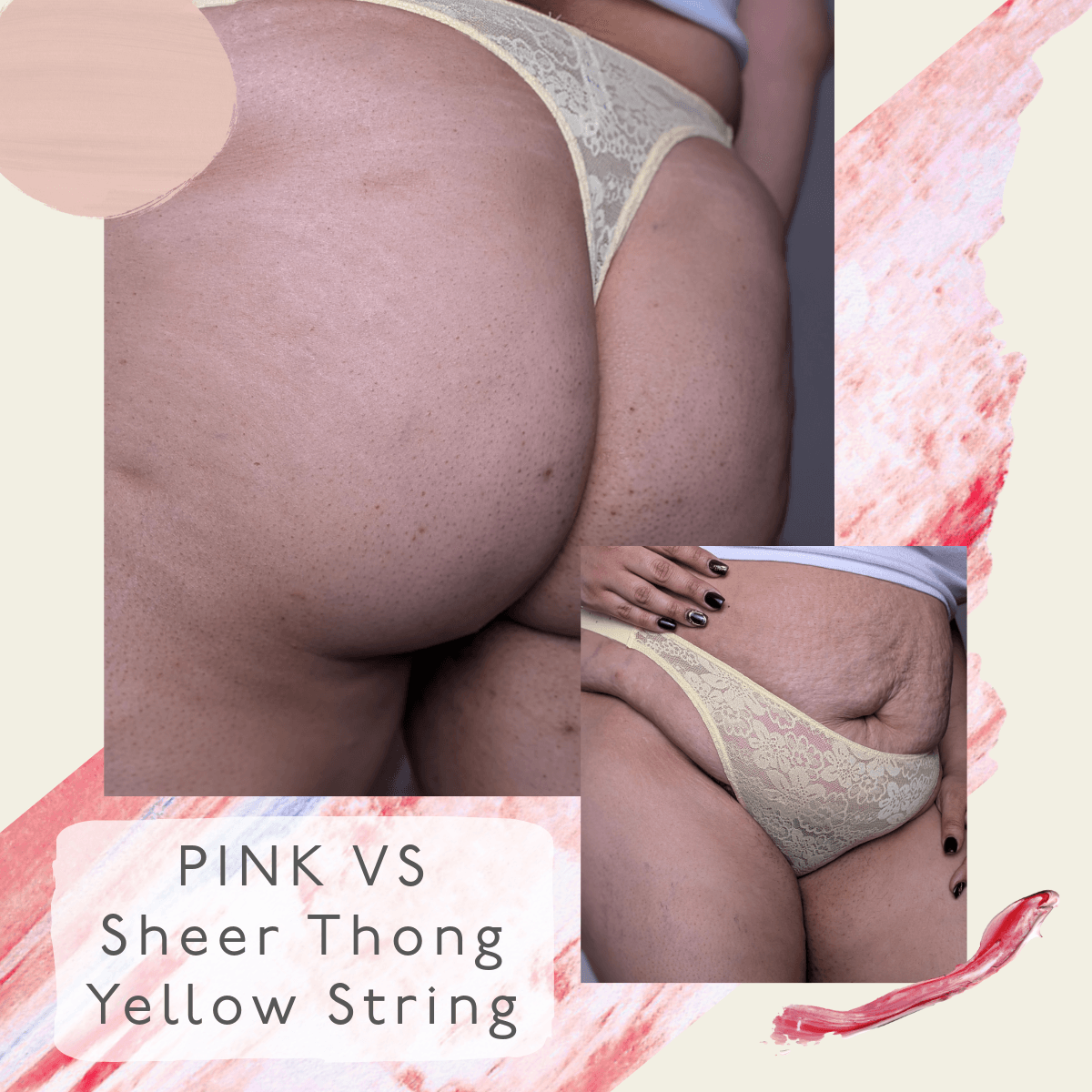 PINK VS Sheer Thong Yellow String XL