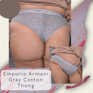 Emporio Armani Gray Cotton Thong XL