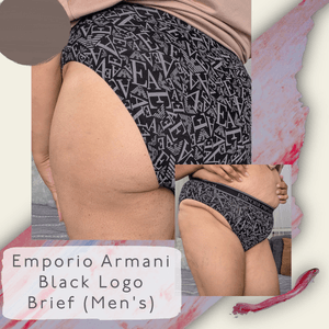 Emporio Armani Black Cotton Logo Print Briefs Mens XL