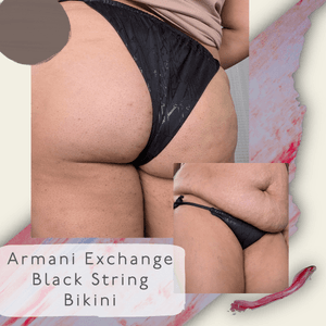 Armani Exchange Black Logo String Bikini Bottom XL