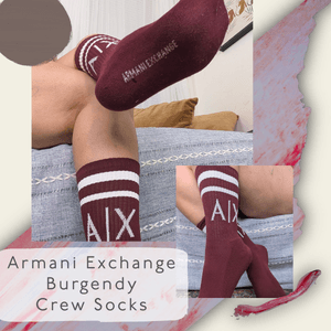 Armani Exchange Burgendy Crew Socks One Size