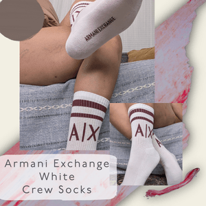 Armani Exchange White Crew Socks One Size