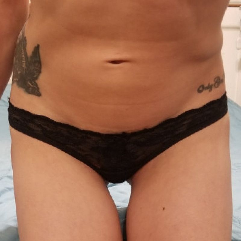 Tiny Black Lace Thong