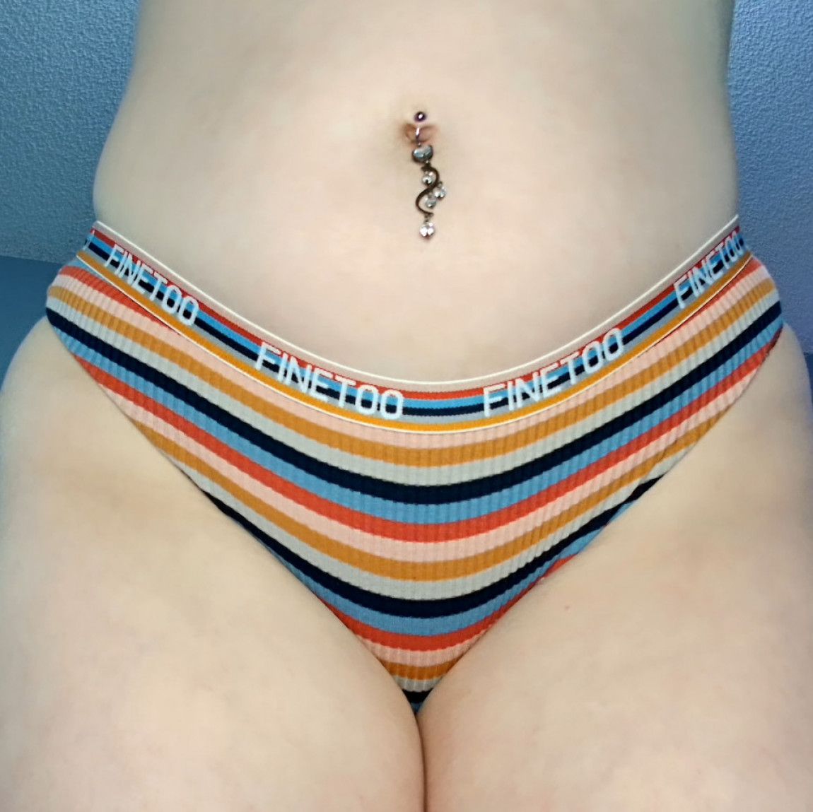 Dark Blue and Orange Striped Cotton Panties!