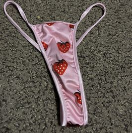 Silky pink strawberry thong