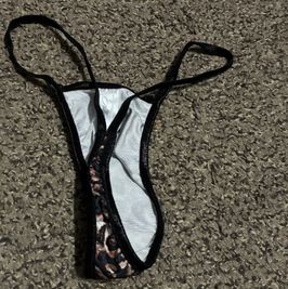 Dark leopard thong