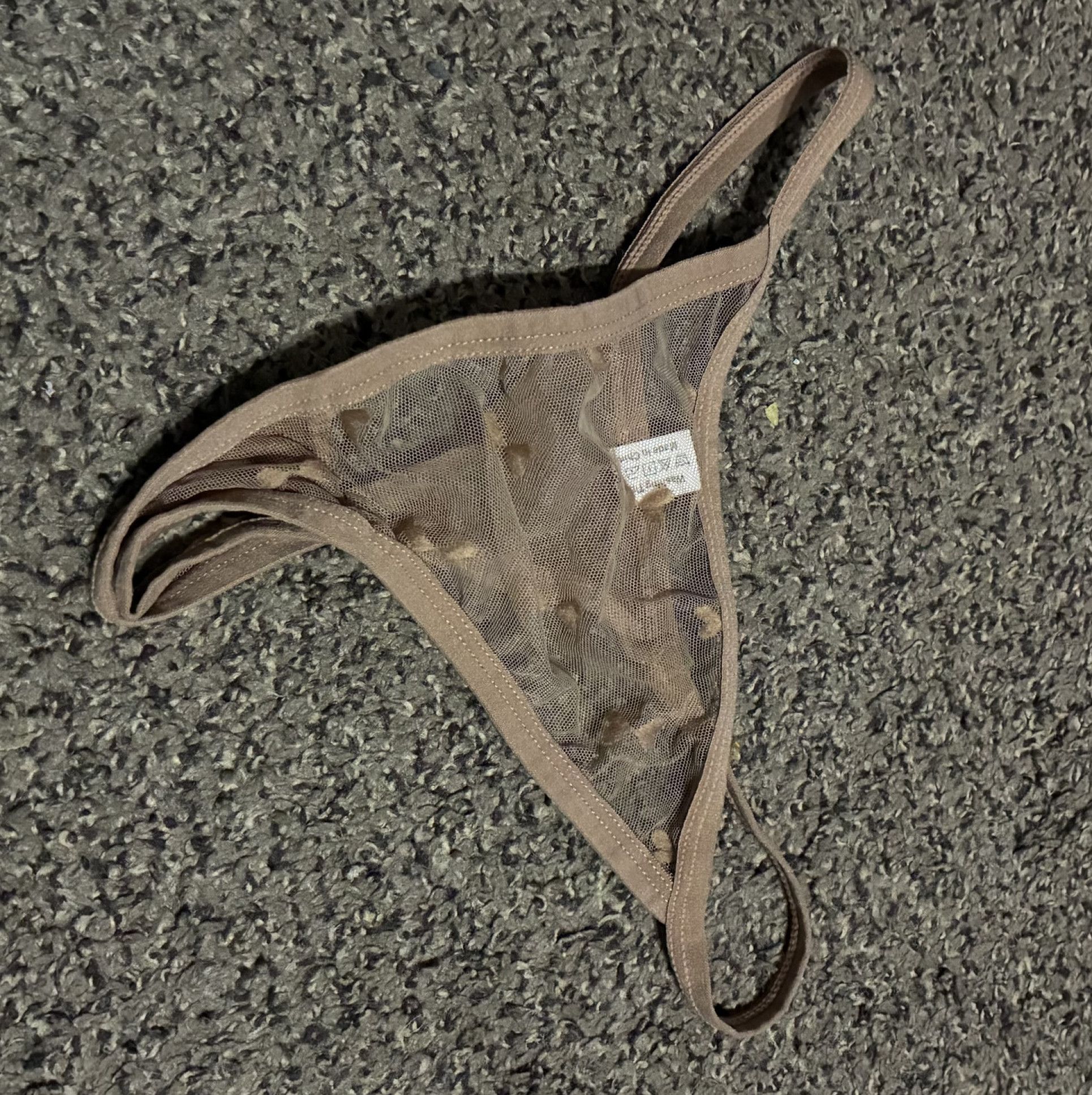 See through brown thong