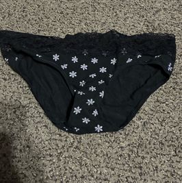 Black panties with white snow flakes