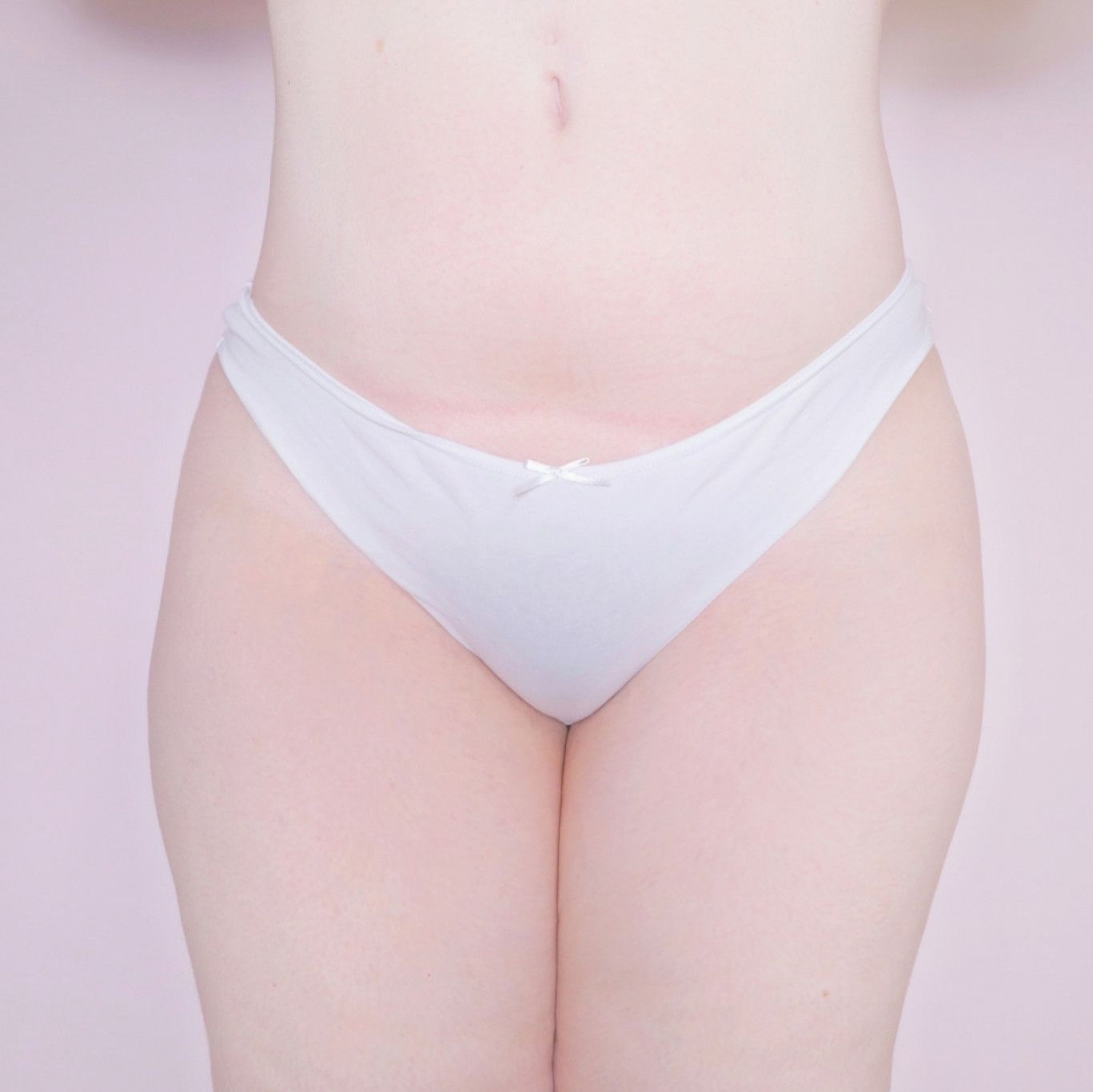 White cotton thong