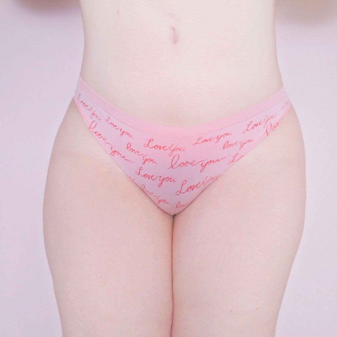 Pink and red script thong