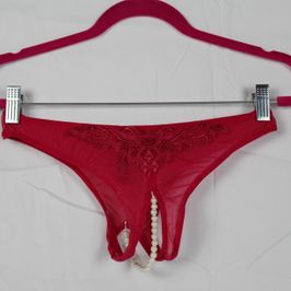 Pearl Crotchless Panties hot pink