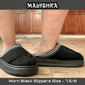 USED SHOES : Black Well Worn Slippers