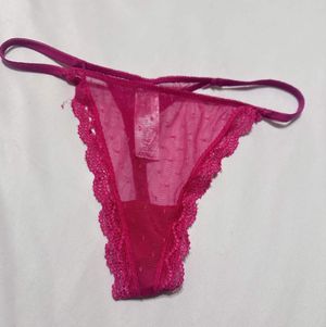 Sheer Magenta Lace Thong