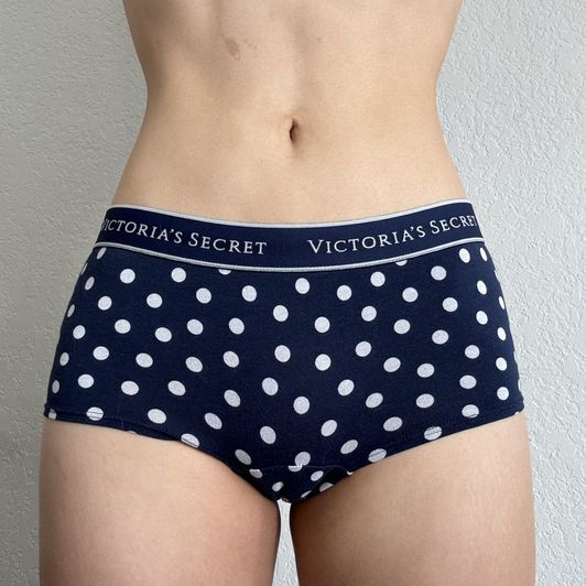 Navy Polka Dot Logo Band Boyshort