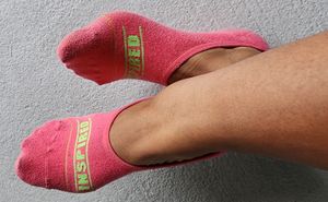 8 Hours Working Out In Sweaty Motivational Pink No Show Sock
