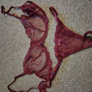 Red see through lingerie set