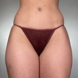 Maroon Mesh w Velvet Zebra Print V String