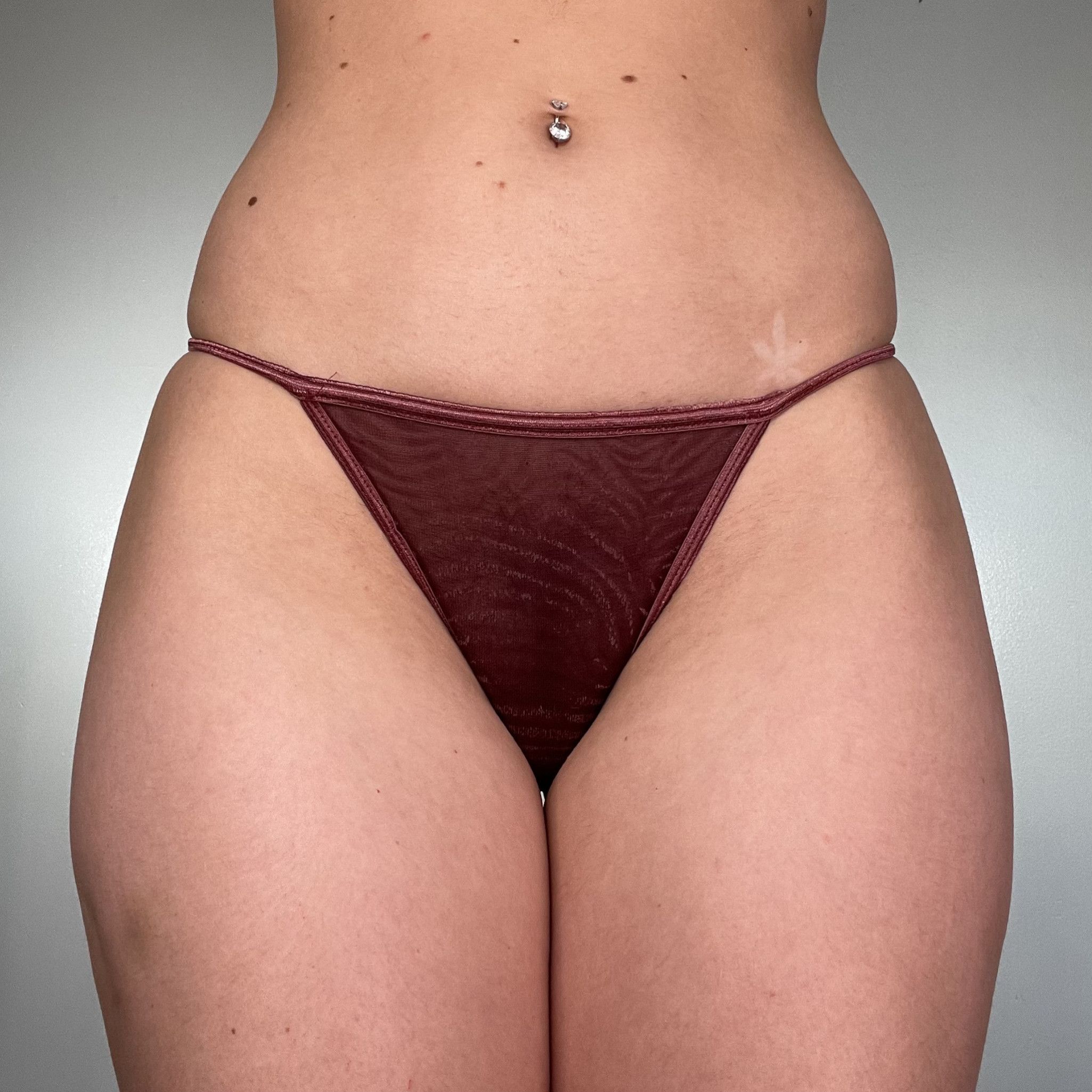 Maroon Mesh w Velvet Zebra Print V String