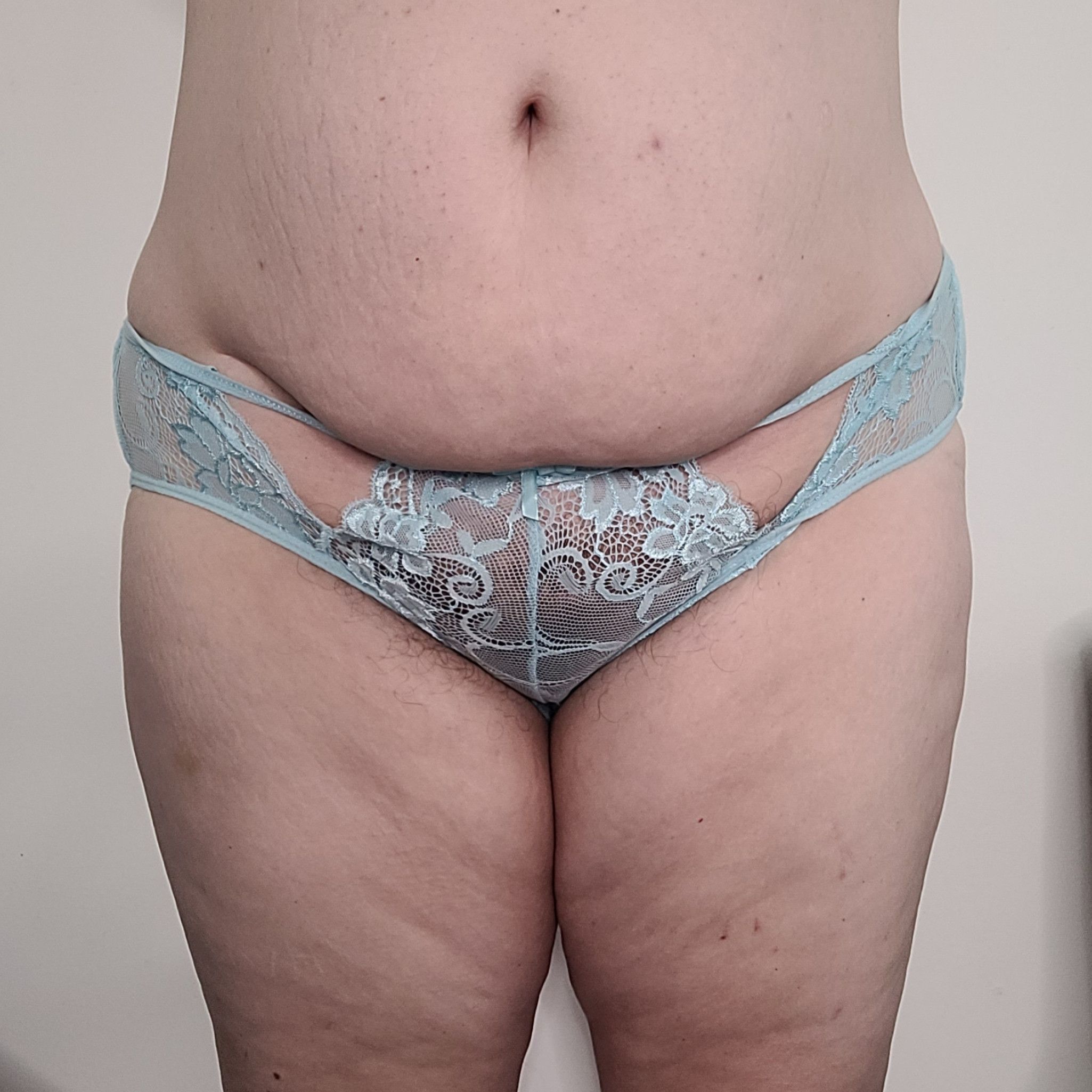 Blue Cotton and Lace Panties