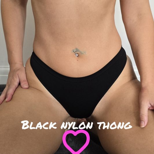 Black nylon thong