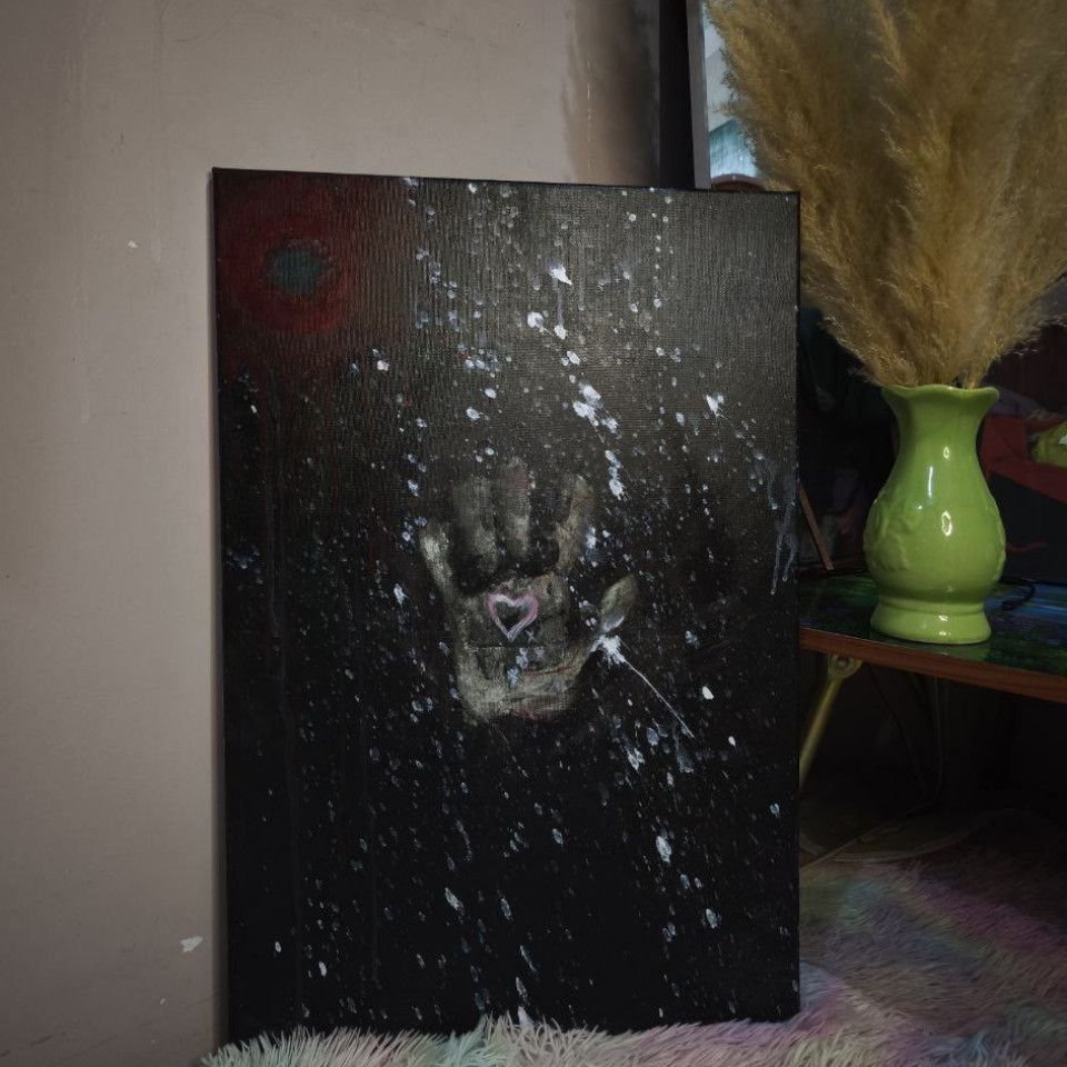 Fetish art with hands UV glow