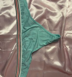 Baby Blue Striped Thong Used Panties